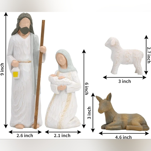 Joyin NIB Sculpted 4pc Christmas Story Nativity Decoration Set - Picture 3 of 11